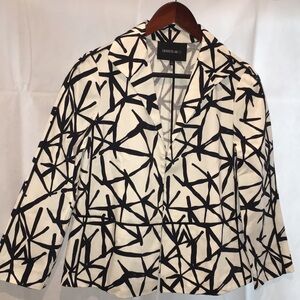 Lafayette 148 Black And White Print Blazer